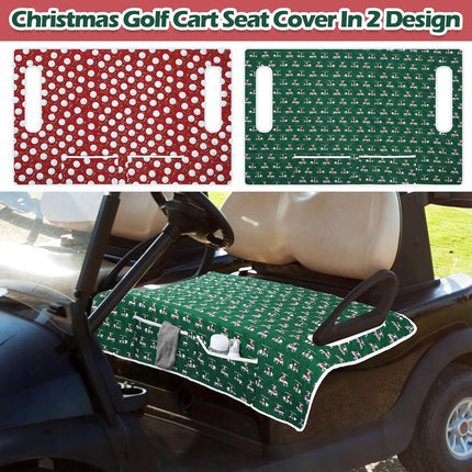 2 Pack Golf Cart Seat Covers Funny Seat Towel Blanket with 2 Large Front Pockets & Non Slip Backing Universal Fit for 2 Person Golf Cart 52" x 30" (Christmas).