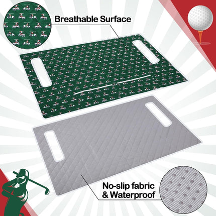 2 Pack Golf Cart Seat Covers Funny Seat Towel Blanket with 2 Large Front Pockets & Non Slip Backing Universal Fit for 2 Person Golf Cart 52" x 30" (Christmas).