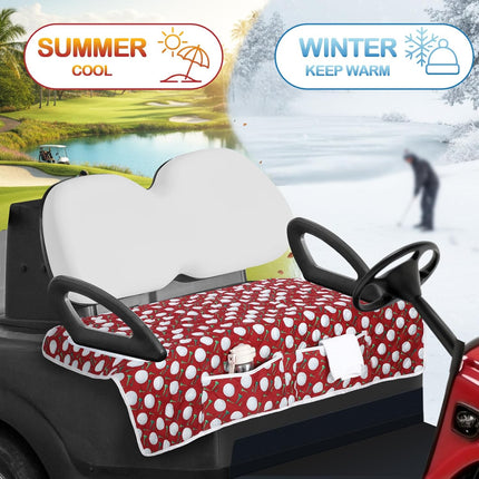 2 Pack Golf Cart Seat Covers Funny Seat Towel Blanket with 2 Large Front Pockets & Non Slip Backing Universal Fit for 2 Person Golf Cart 52" x 30" (Christmas).