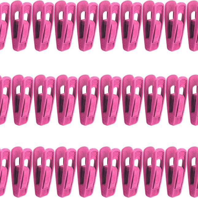 30 Pack Hot Pink Velvet Hanger Clips, Strong Hanger Clips Perfect for Organizing Skirts/Pants/Thin Felt Hangers.