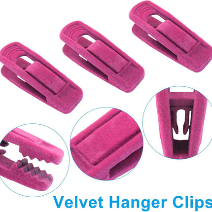 30 Pack Hot Pink Velvet Hanger Clips, Strong Hanger Clips Perfect for Organizing Skirts/Pants/Thin Felt Hangers.