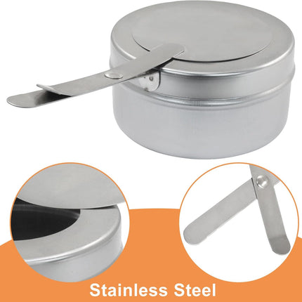 8 Pack Stainless Steel Fuel Holder,Canned Heat Holder，Safety Cover Buffet Warmer, Buffet Warming Trays for Barbecue Buffets Parties(Silver).