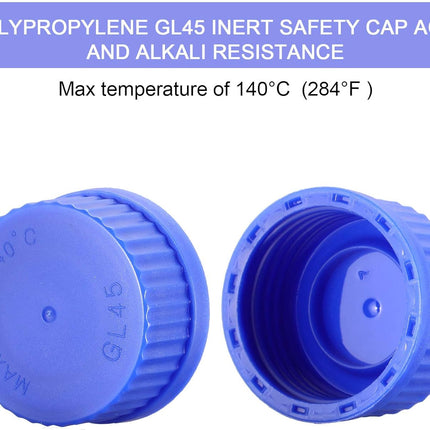 4 Pieces Glass Round Media Storage Glass Bottles Borosilicate Media Bottles with GL45 Blue Screw Cap for Lab Water Reagent Liquids(100 ml).