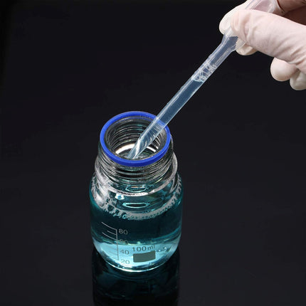 4 Pieces Glass Round Media Storage Glass Bottles Borosilicate Media Bottles with GL45 Blue Screw Cap for Lab Water Reagent Liquids(100 ml).