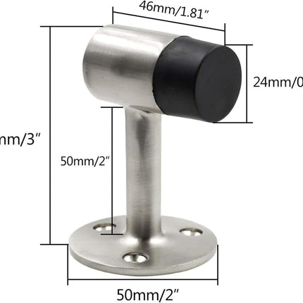 3 Inch / 75mm Heavy Duty Floor Stop, Door Stopper Stainless Steel Brushed Nickel - Pack of 4.
