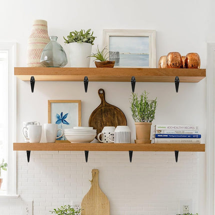 24 Pack Shelf Brackets 8 x 6 Inch, Heavy Duty Black Metal Floating Shelf Bracket, L Bracket Corner Brace Support J Bracket, Decorative Joint Angle Bracket for Hanging.