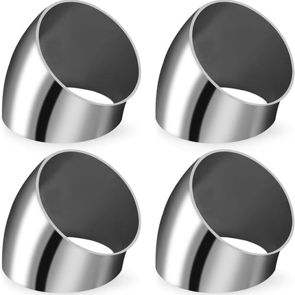 4 Pack OD 3 Inch 45 Degree Bend Tube Exhaust Elbow Pipe, 304 Stainless Steel Mandrel Bend Elbow for Car Modified Exhaust System/Stair Handrail.