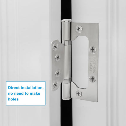 6 Pack Silver Non Mortise Door Hinges, 4"x3" Stainless Steel Bifold Door Hinges Thicken Heavy Duty Interior Gate Hinges with Mounting Screws.