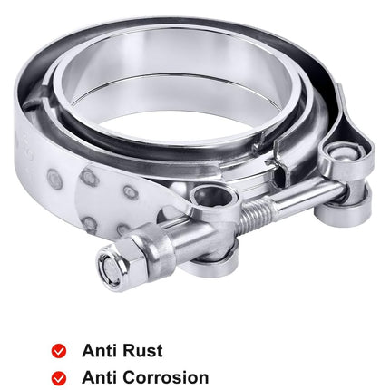 3.0 Inch V Band Clamp with Flange Male Female 304 Stainless Steel 4PCS.