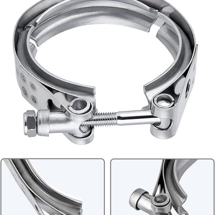 3.0 Inch V Band Clamp with Flange Male Female 304 Stainless Steel 4PCS.