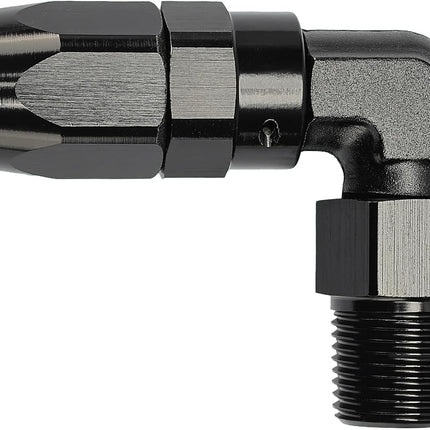 3/8 NPT Male to 6AN 90 Degree Hose End Fitting Swivel for CPE Braided Hose.