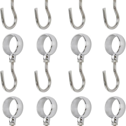 Wardrobe Closet Hook Stainless Steel Hanging Tube Rod Hook Fit for 25mm Rod -Pack of 12.