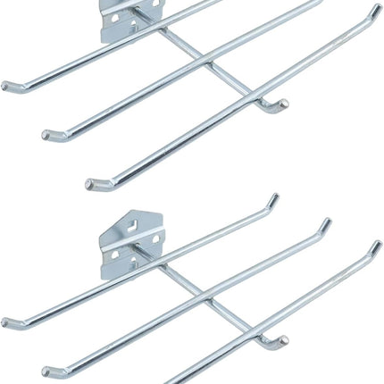 Pegboard Hooks Heavy Duty Metal Steel 3/8" Square Hole Peg Hooks with 6 Bars Suitbale for 1.5" Spaced Pegboards Wall Hooks for Hanging Various Tools - 2pcs.