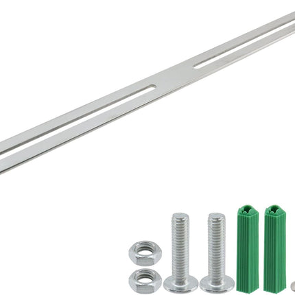 Adjustable Straight Brace Flat Mending Plates for Wood Stainless Steel Straight Bracket with Slot for Board, Bed Frame and Furniture, Silver, 14" x 0.95" -4pcs.