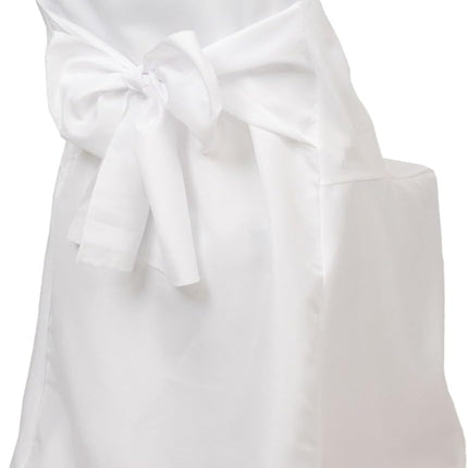Efavormart 10 Pack White Linen Polyester Folding Chair Covers for Party Dining Chairs Reusable Wedding Chair Slipcovers with Attached Sashes Outdoor Event Decor.