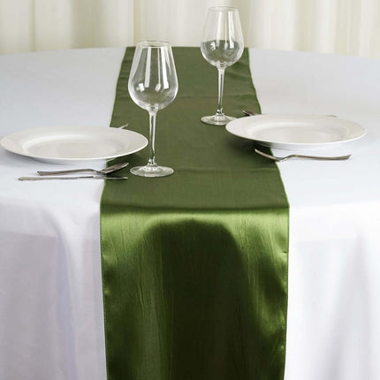 Efavormart 10 PCS 12"x108" Olive Green Satin Table Runner.