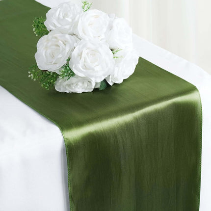 Efavormart 10 PCS 12"x108" Olive Green Satin Table Runner.
