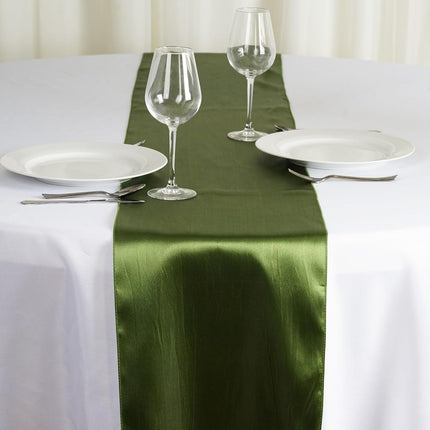 Efavormart 10 PCS 12"x108" Olive Green Satin Table Runner.