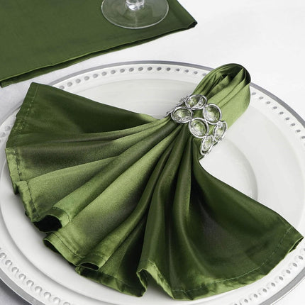 Efavormart 25 Pack | Olive Green Seamless Satin Cloth Dinner Napkins, Wrinkle Resistant | 20"x20".