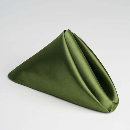 Efavormart 25 Pack | Olive Green Seamless Satin Cloth Dinner Napkins, Wrinkle Resistant | 20"x20".