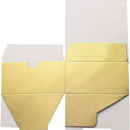 Efavormart 100 Pack 4"x4"x2" Gold Metallic Cake Favor Boxes, Shimmering Cardstock Candy Treat Gift Boxes for Anniversary, Wedding, and Gala.