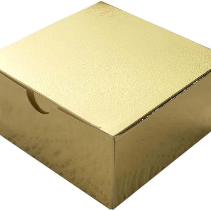 Efavormart 100 Pack 4"x4"x2" Gold Metallic Cake Favor Boxes, Shimmering Cardstock Candy Treat Gift Boxes for Anniversary, Wedding, and Gala.