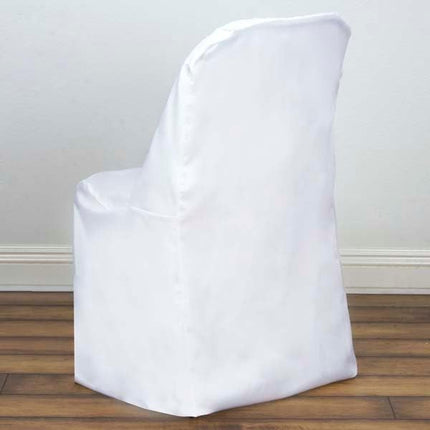 Efavormart 10 PCS White Linen Polyester Folding Chair Cover Dinning Chair Slipcover for Wedding Party Event Banquet Catering.