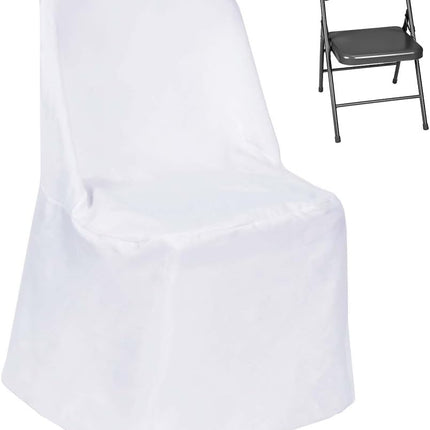 Efavormart 10 PCS White Linen Polyester Folding Chair Cover Dinning Chair Slipcover for Wedding Party Event Banquet Catering.