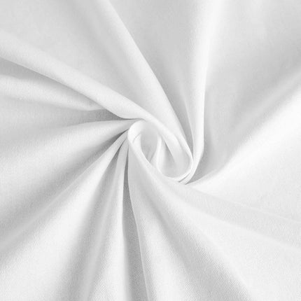 Efavormart White Cotton Blend Round Tablecloth 120" Seamless for 5 Foot Table with Floor-Length Drop.