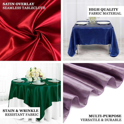 Efavormart Pack of 5 | 60" Satin Square Tablecloth Overlay for Wedding Catering Party Table Decorations Pink Square Tablecloth Cover.