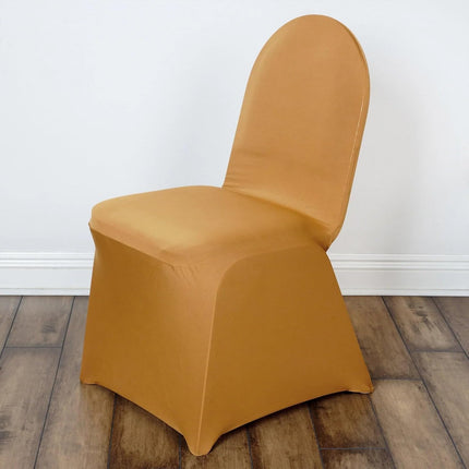 Efavormart 10 PCS Spandex Stretch Gold Chair Covers Universal Banquet Chair Covers for Party Dining with Foot Pockets Washable Wedding Chair Slip Covers for Outdoor.