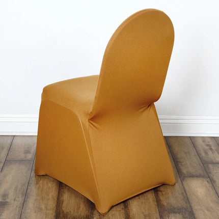 Efavormart 10 PCS Spandex Stretch Gold Chair Covers Universal Banquet Chair Covers for Party Dining with Foot Pockets Washable Wedding Chair Slip Covers for Outdoor.