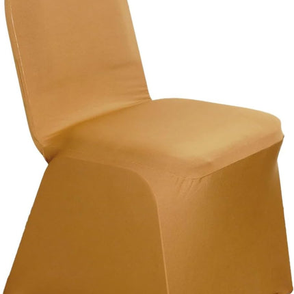 Efavormart 10 PCS Spandex Stretch Gold Chair Covers Universal Banquet Chair Covers for Party Dining with Foot Pockets Washable Wedding Chair Slip Covers for Outdoor.