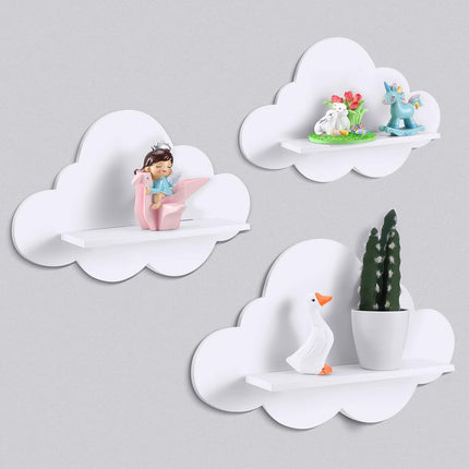 3 Pcs Floating Cloud Shelves for Wall White Wavy Small Floating Shelves for Bathroom Living Room Bedroom Corner Nursery Decor.