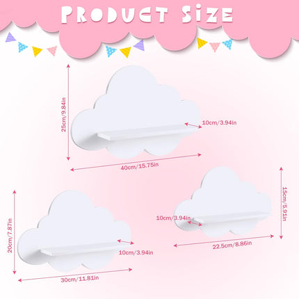 3 Pcs Floating Cloud Shelves for Wall White Wavy Small Floating Shelves for Bathroom Living Room Bedroom Corner Nursery Decor.