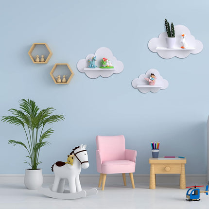 3 Pcs Floating Cloud Shelves for Wall White Wavy Small Floating Shelves for Bathroom Living Room Bedroom Corner Nursery Decor.