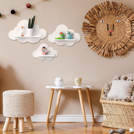 3 Pcs Floating Cloud Shelves for Wall White Wavy Small Floating Shelves for Bathroom Living Room Bedroom Corner Nursery Decor.