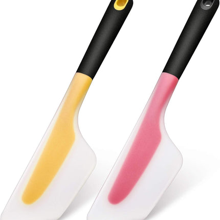 2 Pieces Omelette Spatula Kitchen Turner Silicone Flip and Fold Omelette Turner for Kitchen Omelet Pancake Crepes(Red and Yellow).