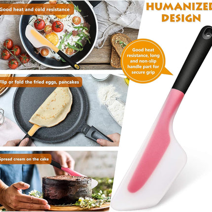2 Pieces Omelette Spatula Kitchen Turner Silicone Flip and Fold Omelette Turner for Kitchen Omelet Pancake Crepes(Red and Yellow).