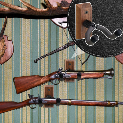 Crossbow Hanger for Wall Vertical Gun Rack Wall Mount Hardwood Gun Holder Compound Bow Hanger Holder Displays Rack Shotgun Hooks Rifle Storage Securely Holds Airsoft Firearm.