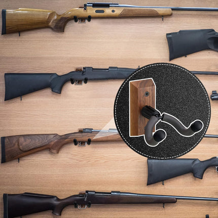 Crossbow Hanger for Wall Vertical Gun Rack Wall Mount Hardwood Gun Holder Compound Bow Hanger Holder Displays Rack Shotgun Hooks Rifle Storage Securely Holds Airsoft Firearm.