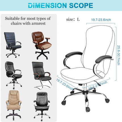 3 Pcs Computer Office Chair Cover Universal Rotating Chair Slipcovers Protector Removable Washable Office Armrest Covers with Zipper for High Back Seat Backrest(L,Waffle,Black).