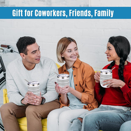 4 Pcs 12 oz Funny Message Coffee Mug Birthday White Elephant Gifts Stainless Steel Insulated Tumblers Wine Cup Gag Gift for for Employee Appreciation Coworkers Friends Father (White).