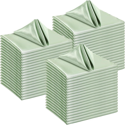150 Pcs Satin Napkin Bulk 17 x 17 Inch Square Silk Table Napkin Soft Dinner Napkins Decor Elegant Satin Weddings Party Napkin for Wedding Parties Banquet Restaurant Decoration Supplies (Sage Green).