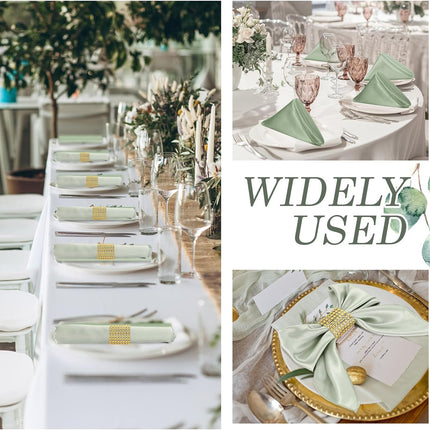 150 Pcs Satin Napkin Bulk 17 x 17 Inch Square Silk Table Napkin Soft Dinner Napkins Decor Elegant Satin Weddings Party Napkin for Wedding Parties Banquet Restaurant Decoration Supplies (Sage Green).