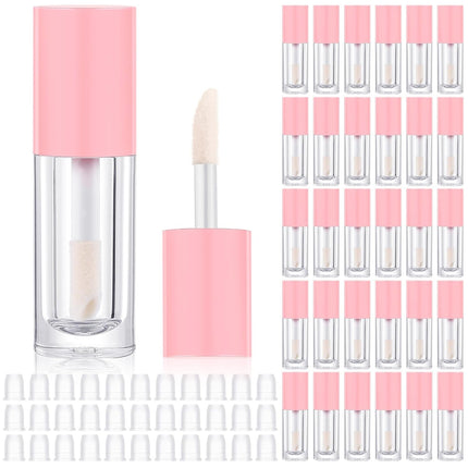 30 Pcs Pink 6ml Empty Lip Gloss Tubes with Wand Bulk Lip Refillable Gloss Containers Cosmetic Bottles with Rubber Stoppers for Lipstick Eyelash Growth Liquid DIY Makeup Kit.