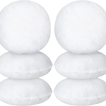 6 Pcs Round Pillow Insert Bulk White Decorative Throw Pillows Insert for Sofa, Cushion and Bed(16 Inch).