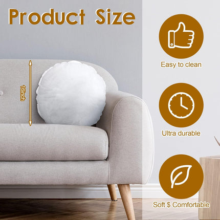 6 Pcs Round Pillow Insert Bulk White Decorative Throw Pillows Insert for Sofa, Cushion and Bed(16 Inch).
