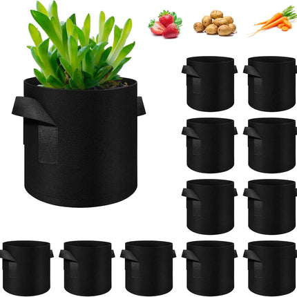 12-Pack 10 Gallon Plant Grow Bags, Thickened Nonwoven Fabric Pots with Handles, Vegetable Planter Bags Containers, Cloth Planters for Garden.