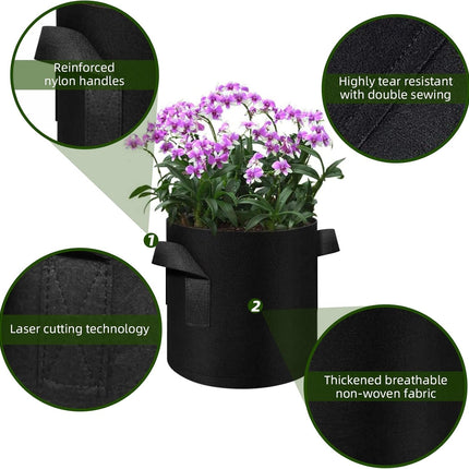 12-Pack 10 Gallon Plant Grow Bags, Thickened Nonwoven Fabric Pots with Handles, Vegetable Planter Bags Containers, Cloth Planters for Garden.